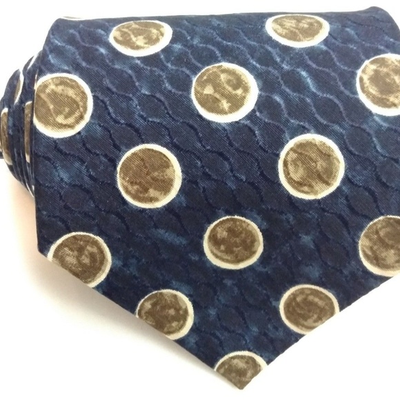 Structure Navy Blue Moon Tie 100% Silk - Picture 1 of 5